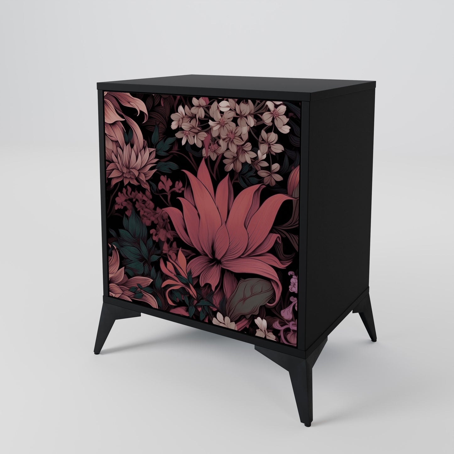 Credenza a 1 anta FLORAL WHISPER con finitura nera