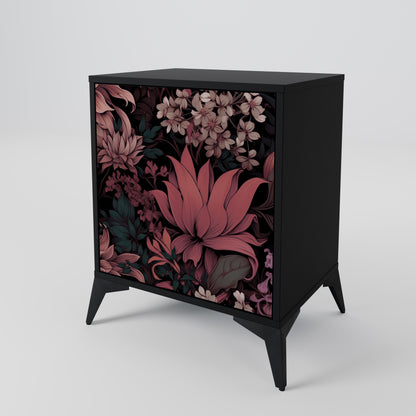 Credenza a 1 anta FLORAL WHISPER con finitura nera