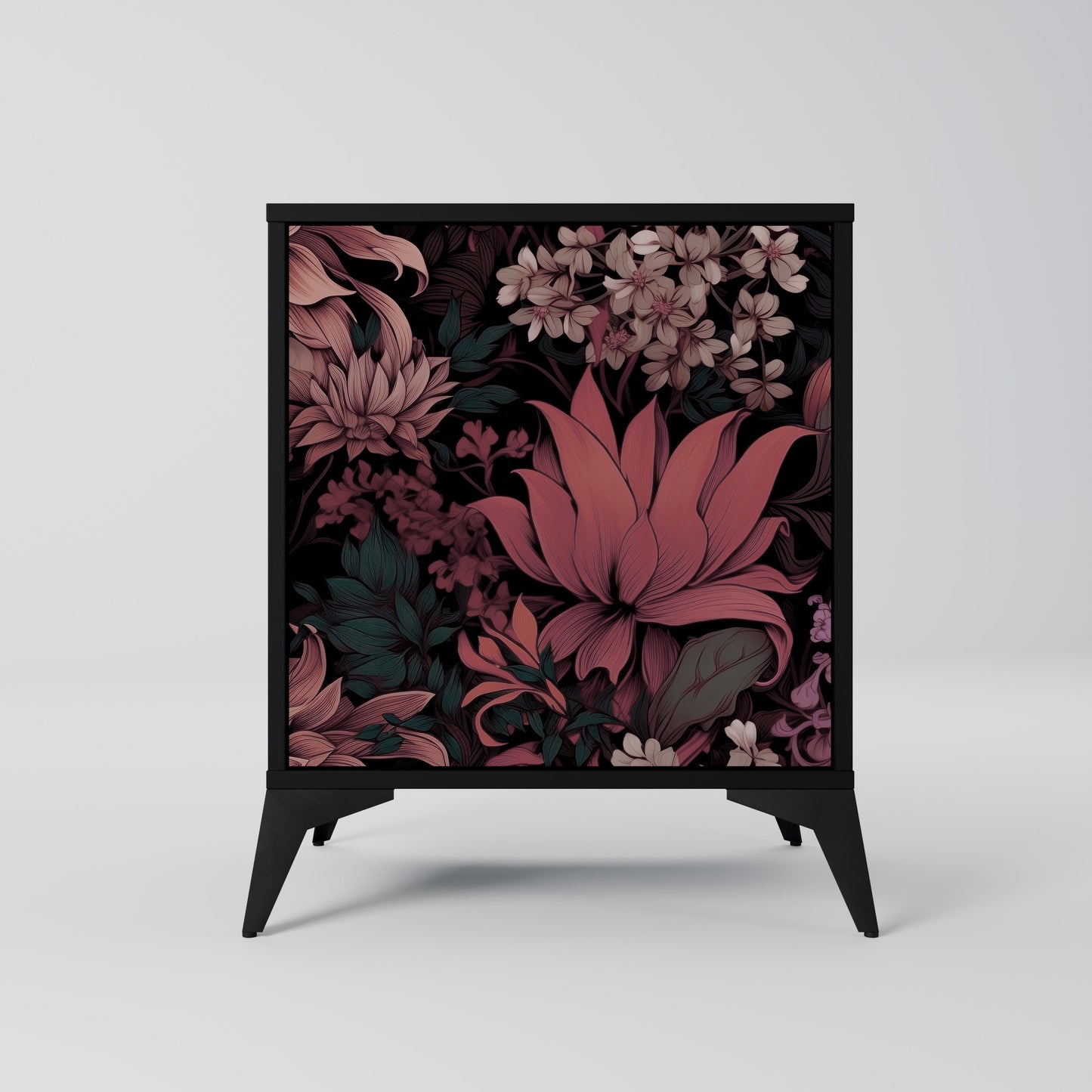 Credenza a 1 anta FLORAL WHISPER con finitura nera
