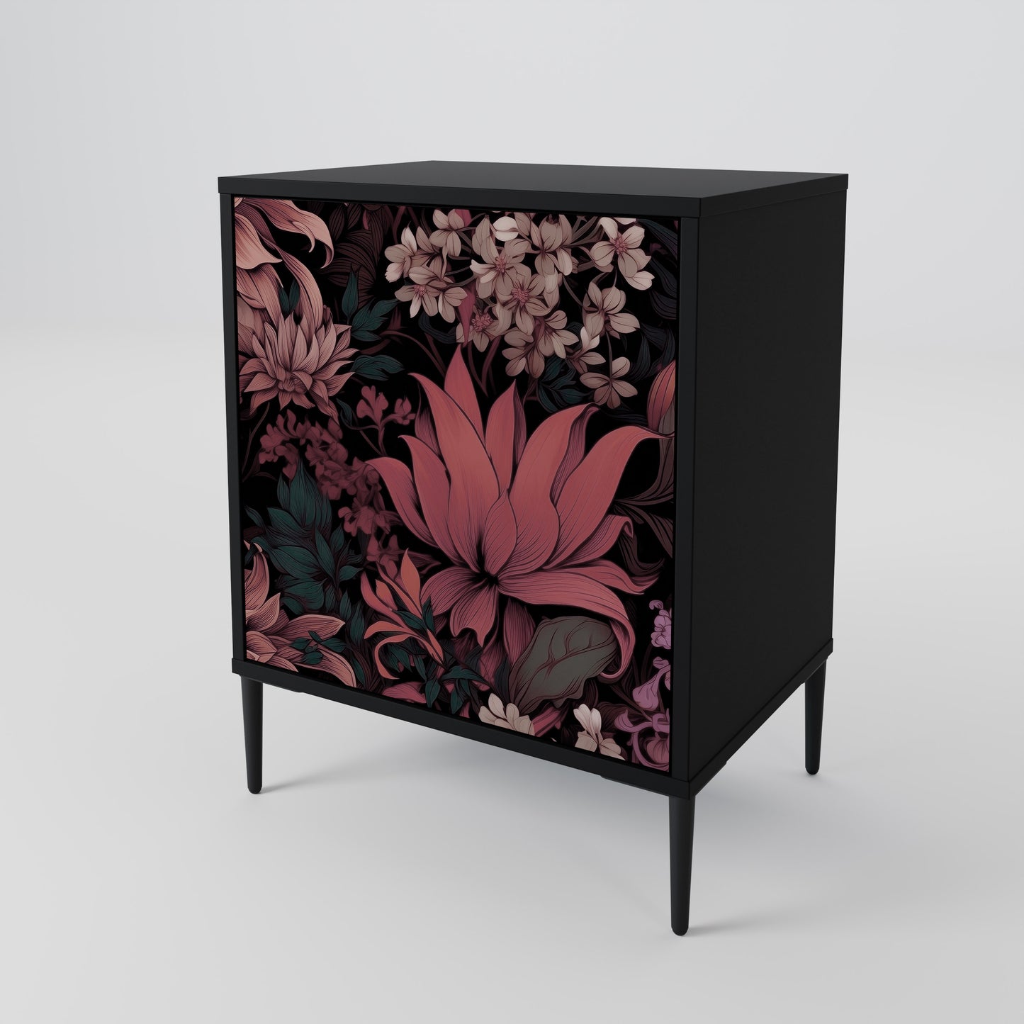 Credenza a 1 anta FLORAL WHISPER con finitura nera