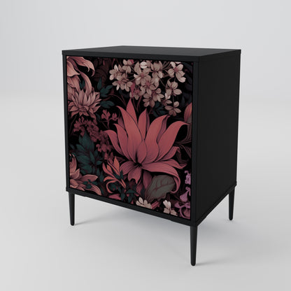 Credenza a 1 anta FLORAL WHISPER con finitura nera