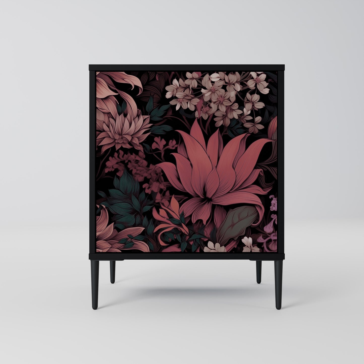 Credenza a 1 anta FLORAL WHISPER con finitura nera