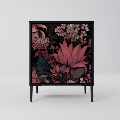 Credenza a 1 anta FLORAL WHISPER con finitura nera