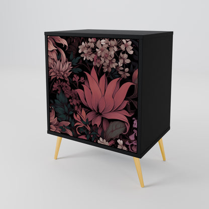 Credenza a 1 anta FLORAL WHISPER con finitura nera