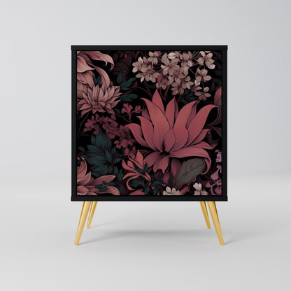 Credenza a 1 anta FLORAL WHISPER con finitura nera