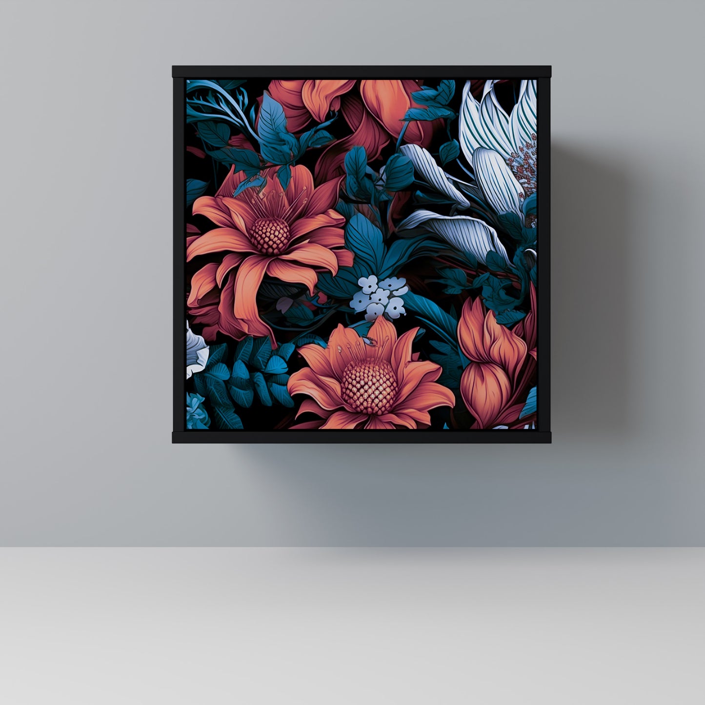 Credenza ETHEREAL BLOSSOMS a 1 anta con finitura nera