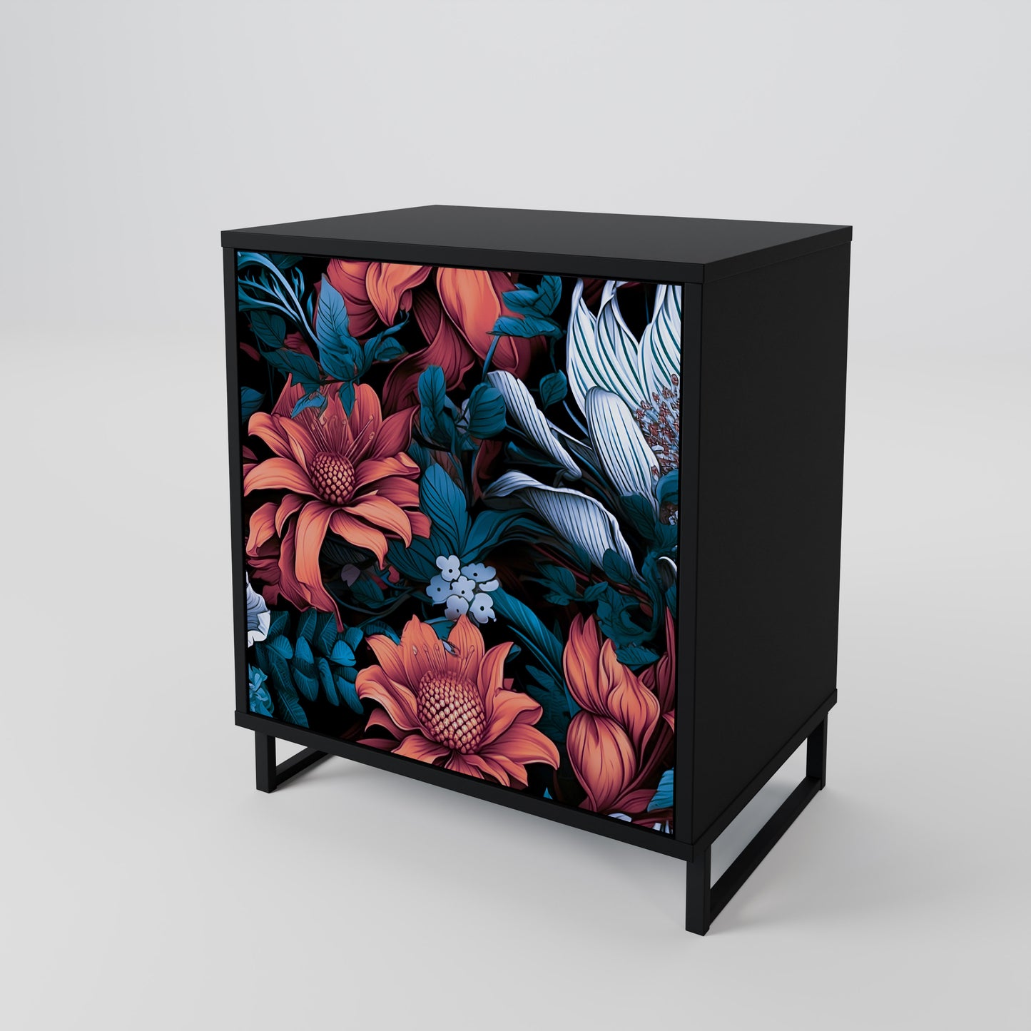 Credenza ETHEREAL BLOSSOMS a 1 anta con finitura nera