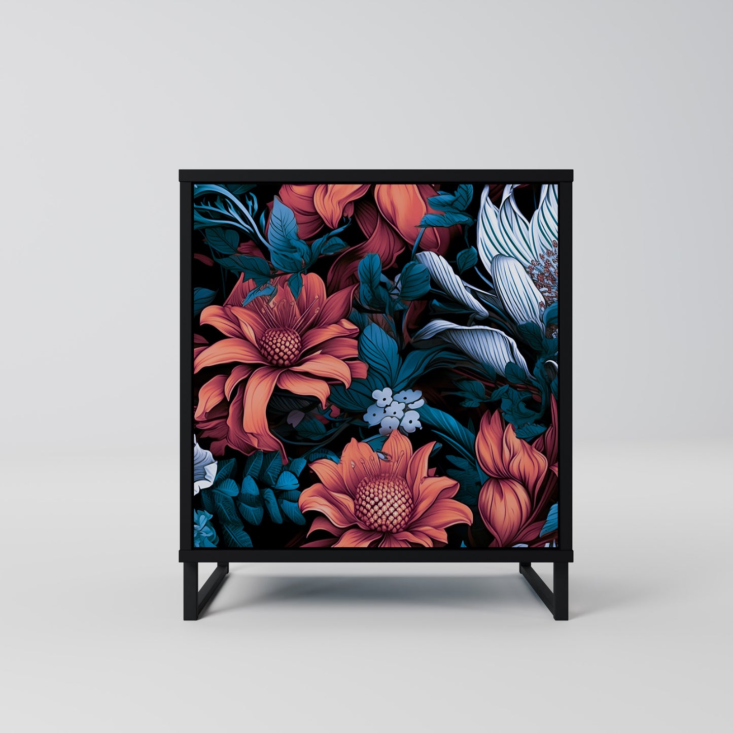 Credenza ETHEREAL BLOSSOMS a 1 anta con finitura nera