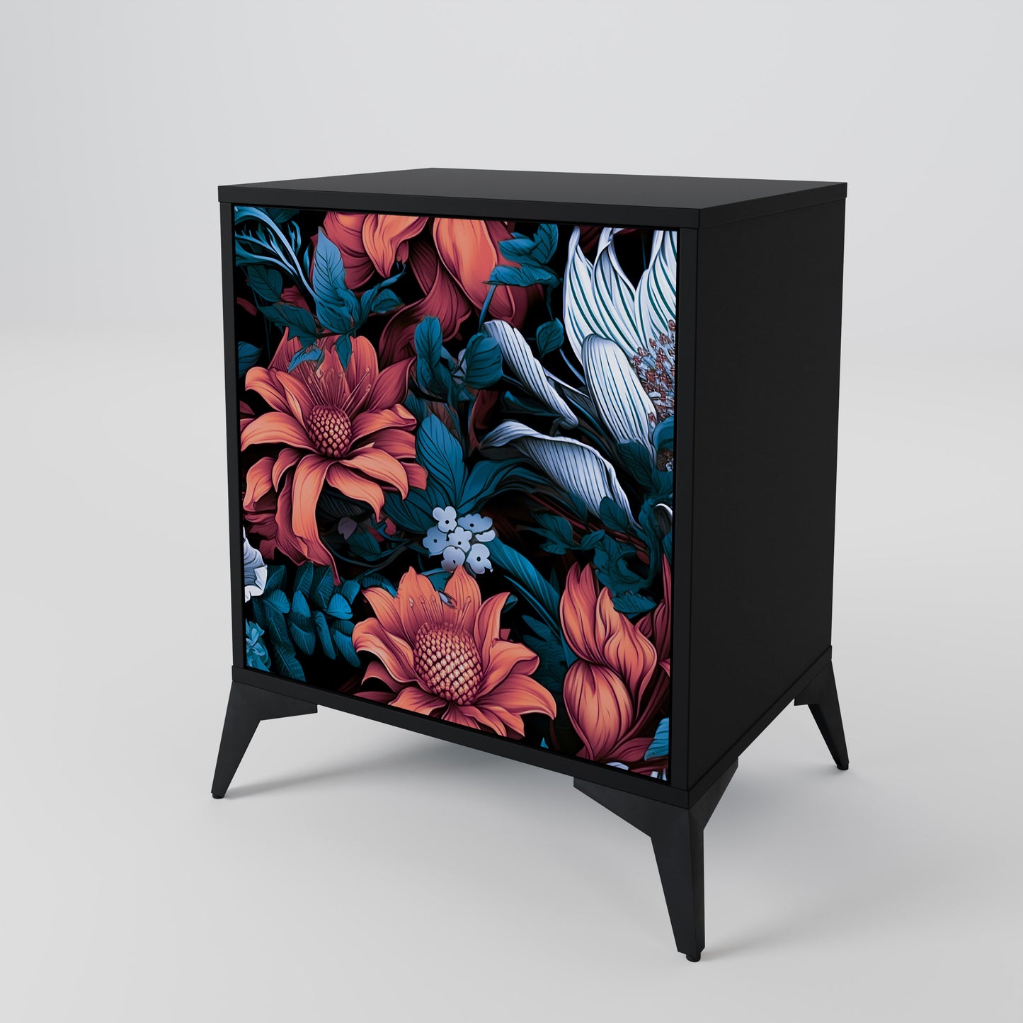 Credenza ETHEREAL BLOSSOMS a 1 anta con finitura nera