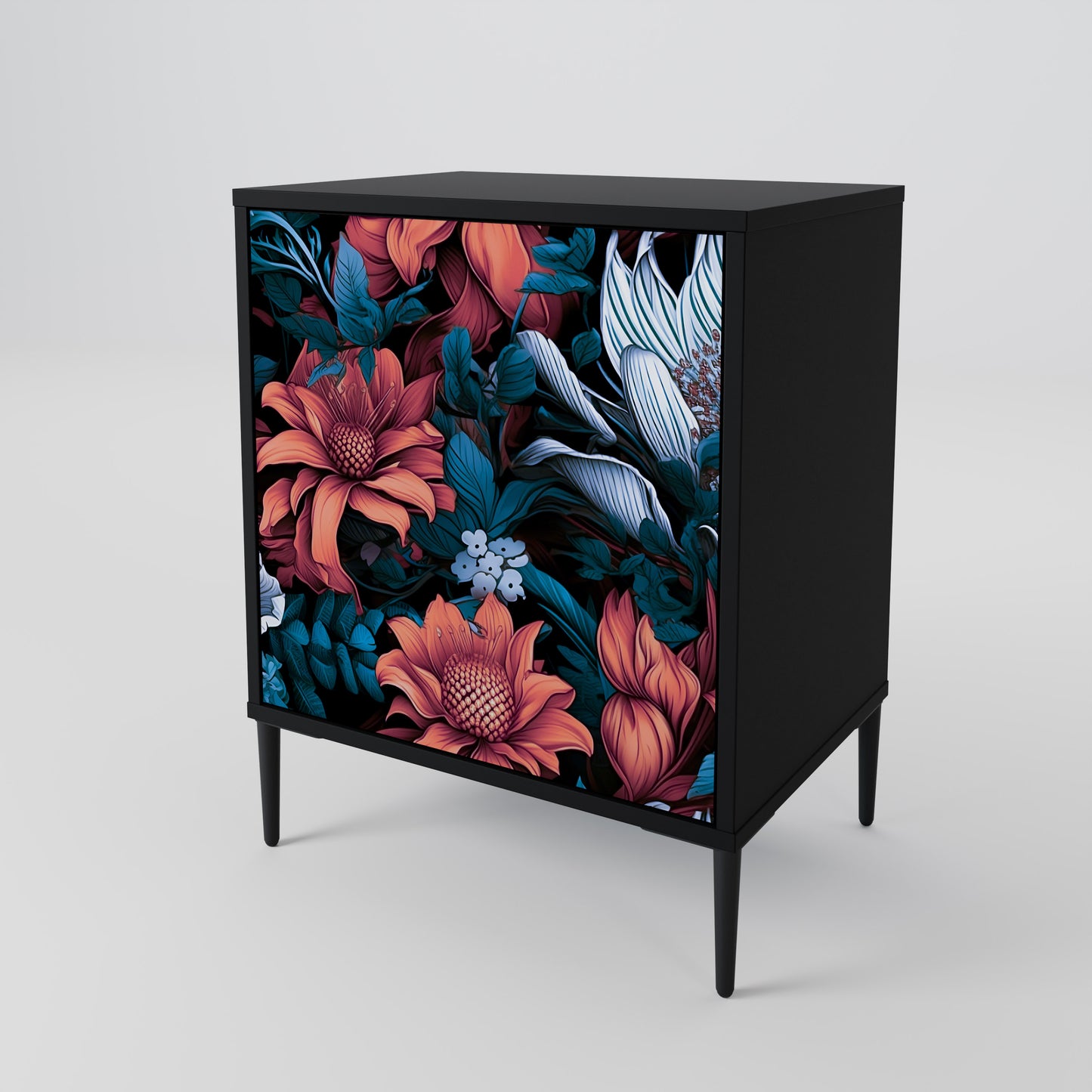 Credenza ETHEREAL BLOSSOMS a 1 anta con finitura nera