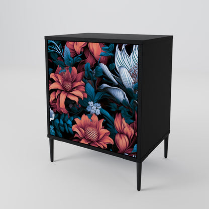 Credenza ETHEREAL BLOSSOMS a 1 anta con finitura nera