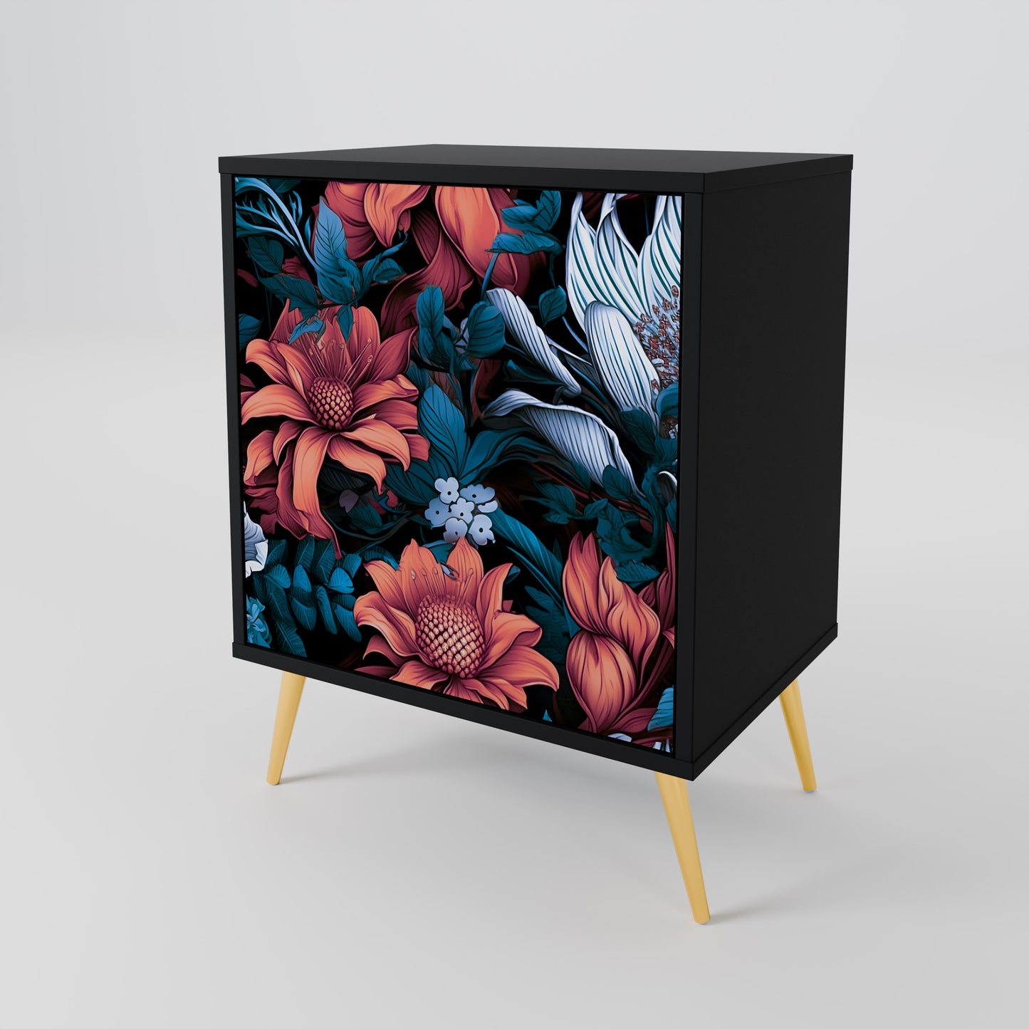 Credenza ETHEREAL BLOSSOMS a 1 anta con finitura nera