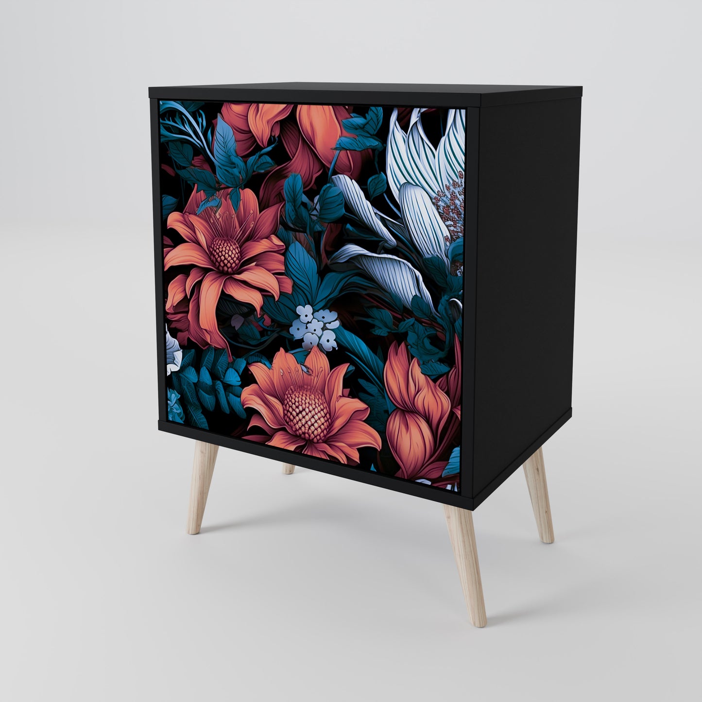 Credenza ETHEREAL BLOSSOMS a 1 anta con finitura nera