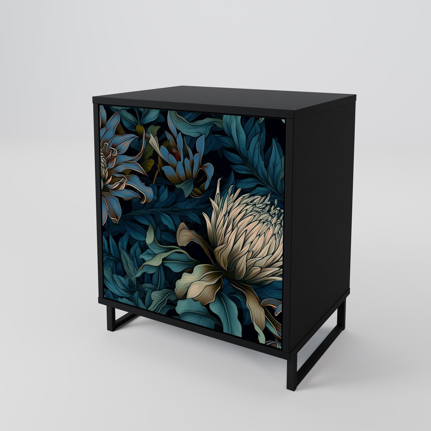 Credenza a 1 anta TWILIGHT BLOOM con finitura nera