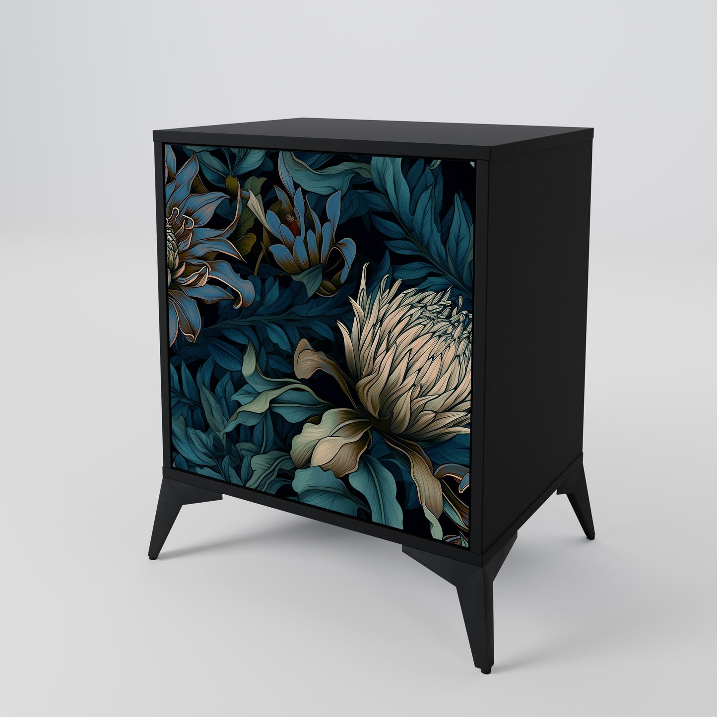 Credenza a 1 anta TWILIGHT BLOOM con finitura nera