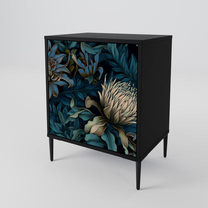 Credenza a 1 anta TWILIGHT BLOOM con finitura nera