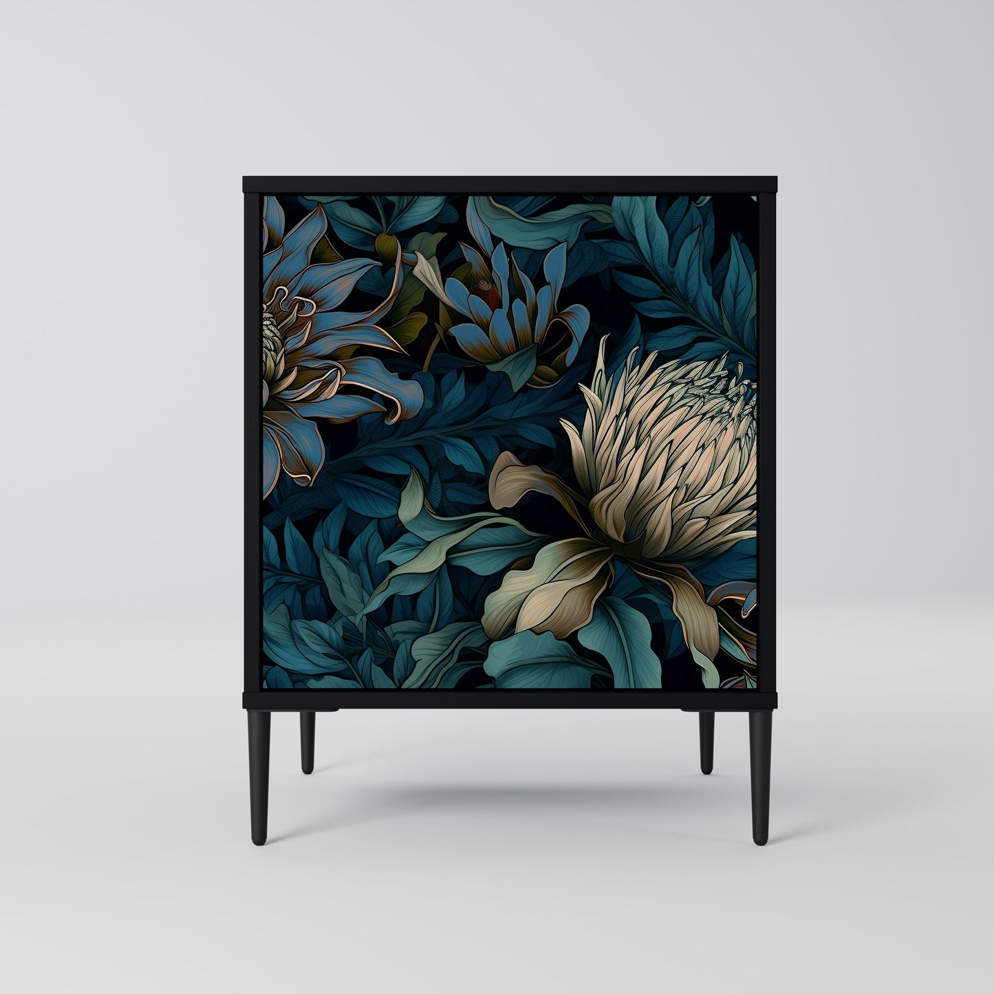 Credenza a 1 anta TWILIGHT BLOOM con finitura nera