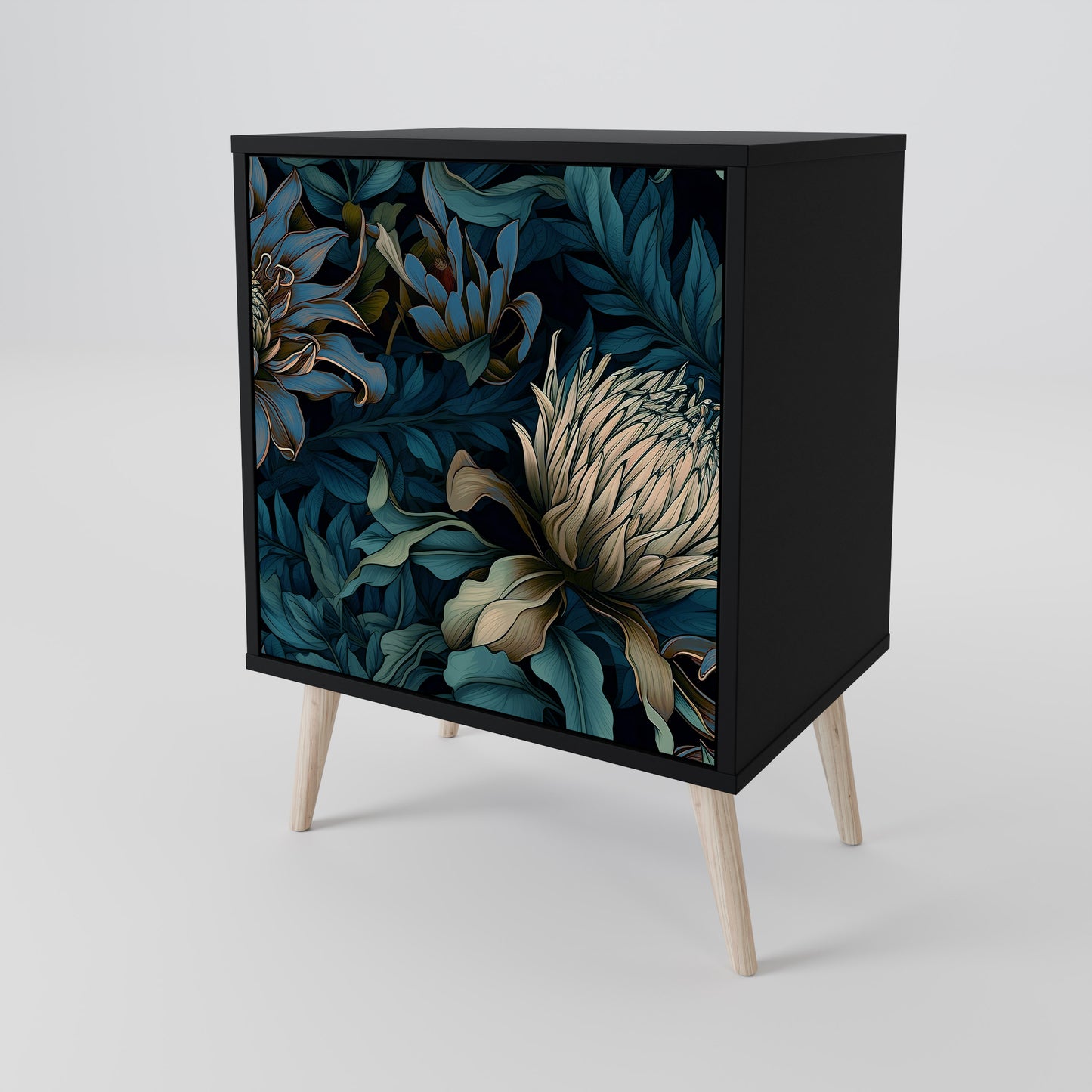 Credenza a 1 anta TWILIGHT BLOOM con finitura nera