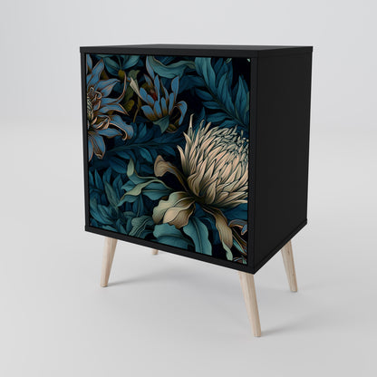 Credenza a 1 anta TWILIGHT BLOOM con finitura nera