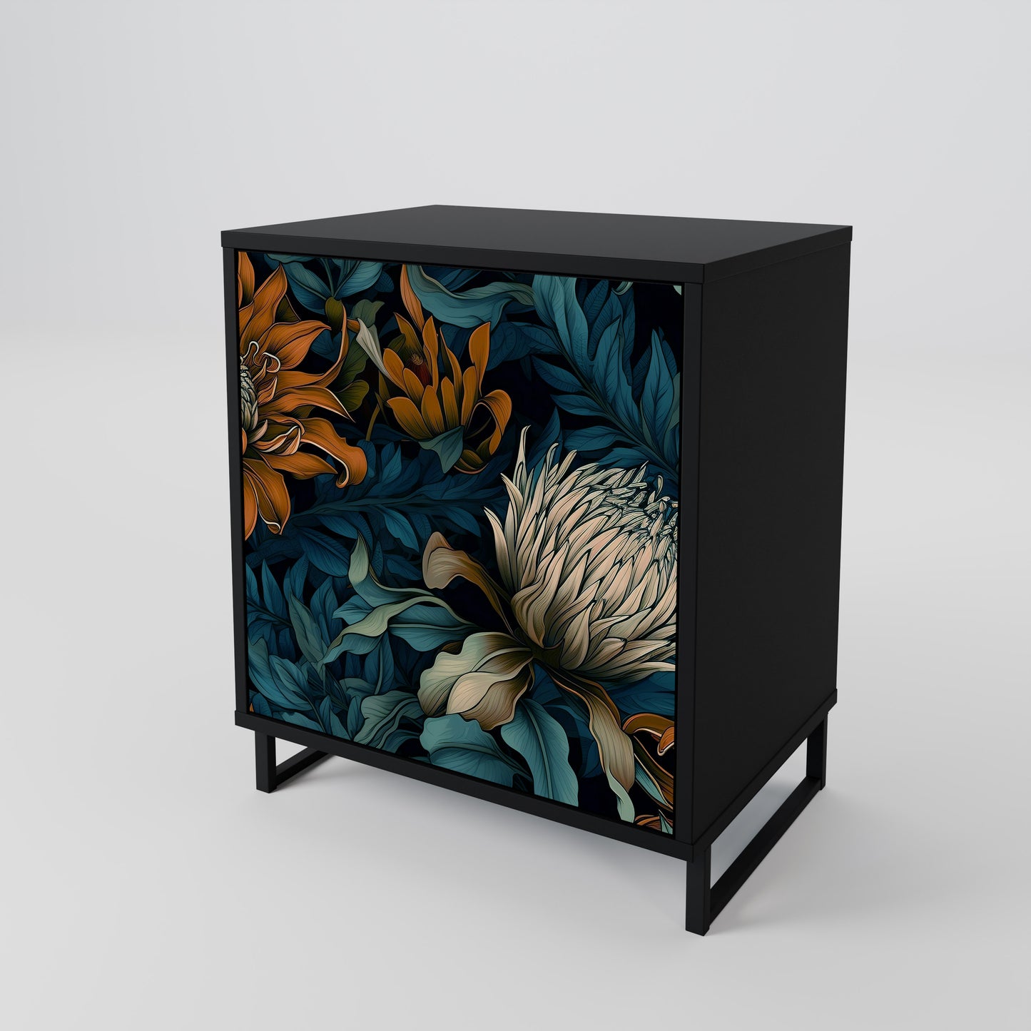 Credenza MORNING BLOOM a 1 anta con finitura nera