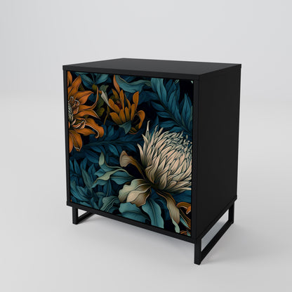Credenza MORNING BLOOM a 1 anta con finitura nera