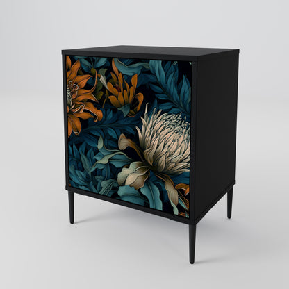 Credenza MORNING BLOOM a 1 anta con finitura nera