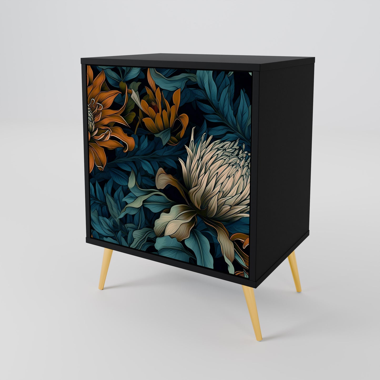 Credenza MORNING BLOOM a 1 anta con finitura nera