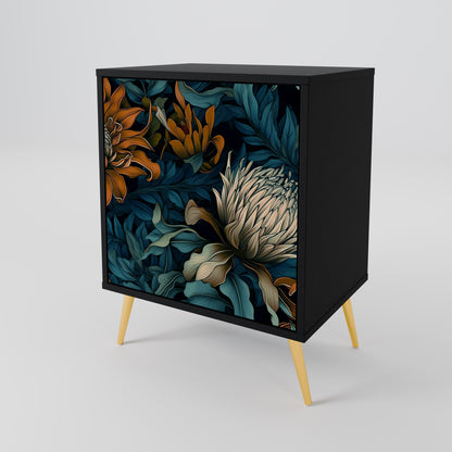 Credenza MORNING BLOOM a 1 anta con finitura nera