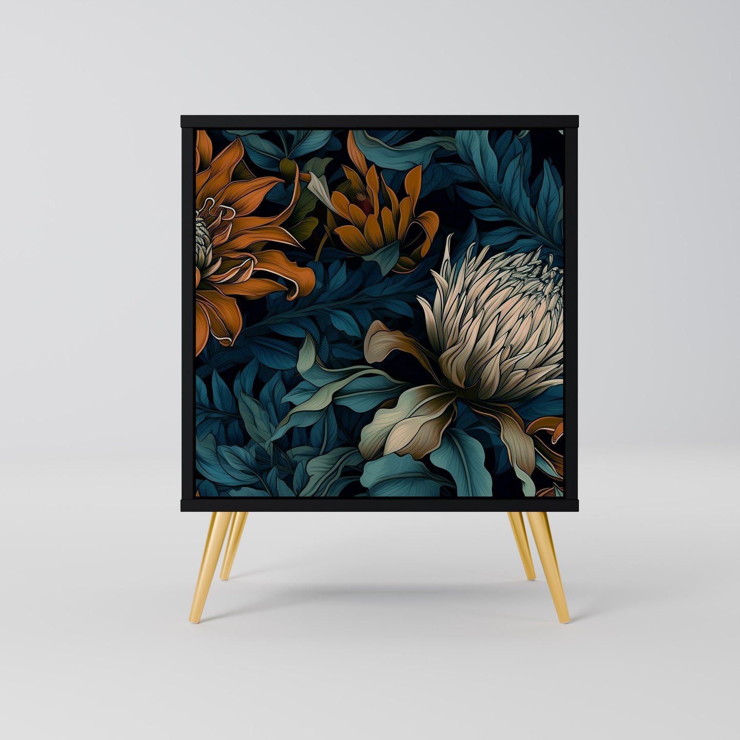 Credenza MORNING BLOOM a 1 anta con finitura nera