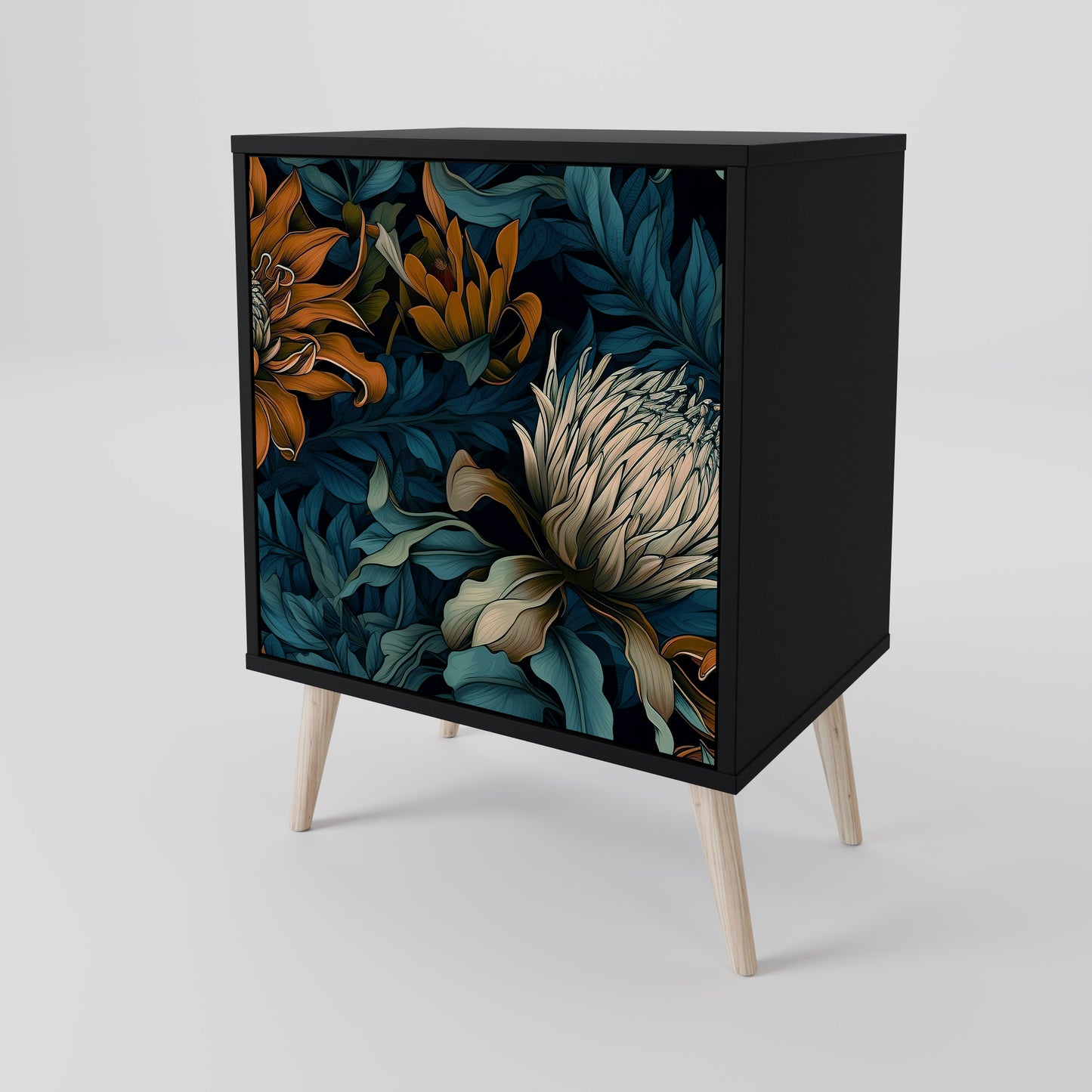 Credenza MORNING BLOOM a 1 anta con finitura nera
