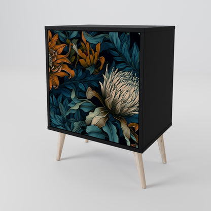 Credenza MORNING BLOOM a 1 anta con finitura nera