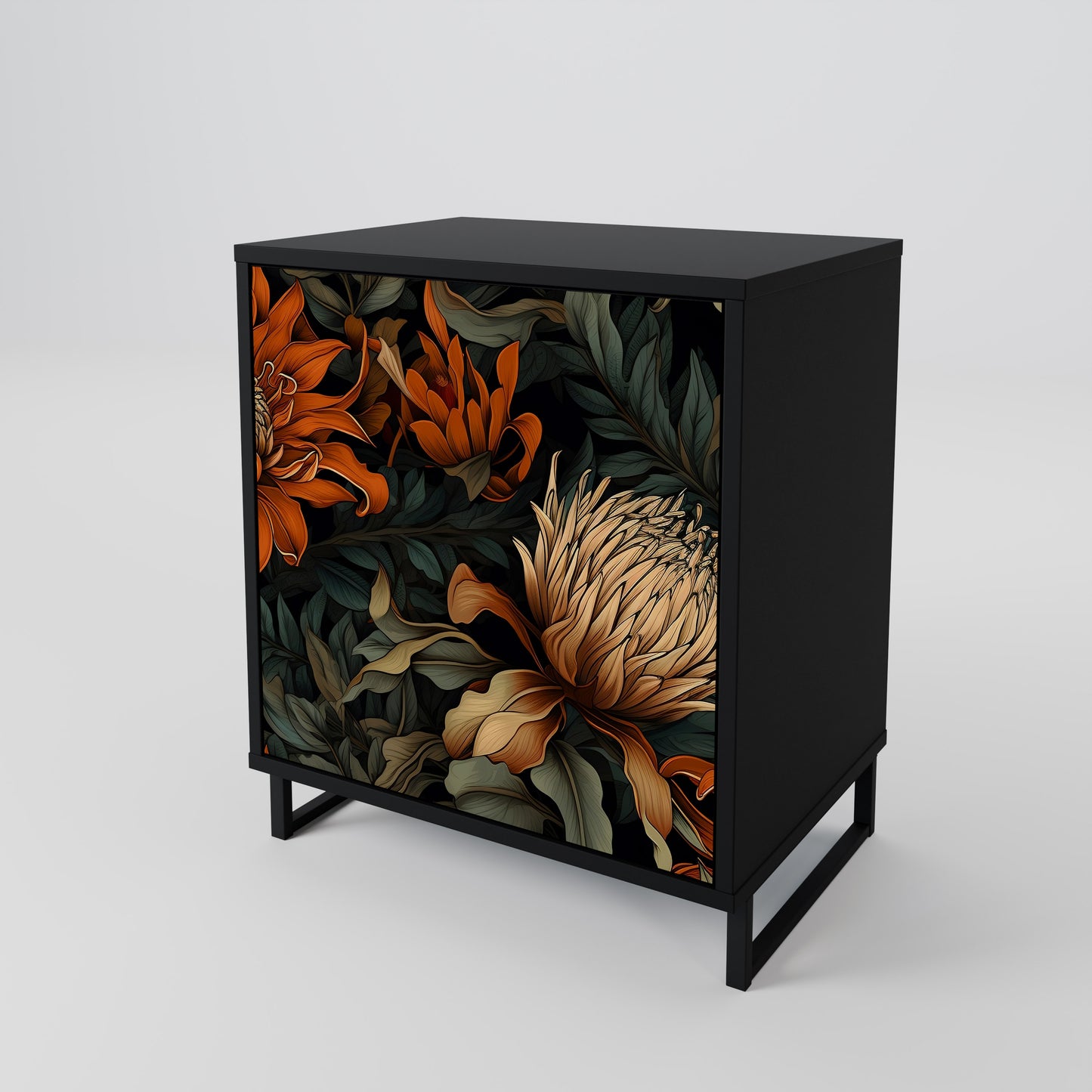 Credenza DAWN BLOOM a 1 anta con finitura nera