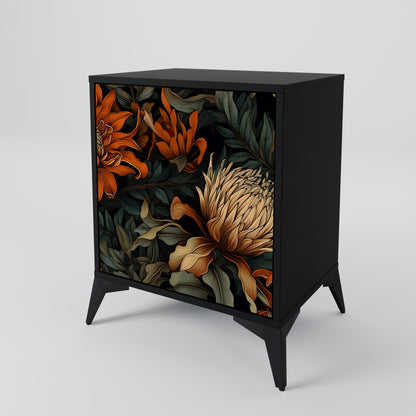 Credenza DAWN BLOOM a 1 anta con finitura nera