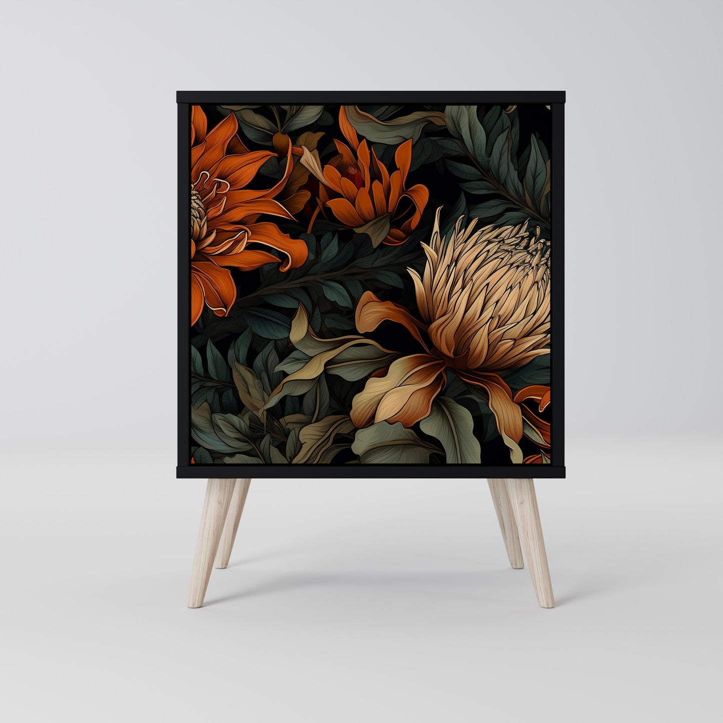 Credenza DAWN BLOOM a 1 anta con finitura nera