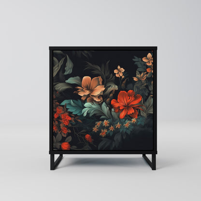 IMAGINARY BLOSSOM 1-Door Sideboard in Black Finish