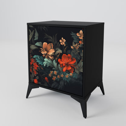 IMAGINARY BLOSSOM 1-Door Sideboard in Black Finish