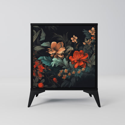IMAGINARY BLOSSOM 1-Door Sideboard in Black Finish