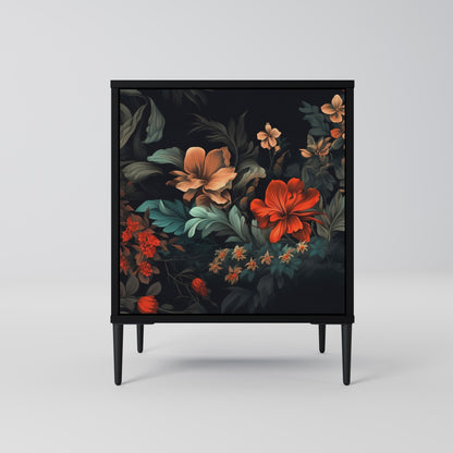 IMAGINARY BLOSSOM 1-Door Sideboard in Black Finish