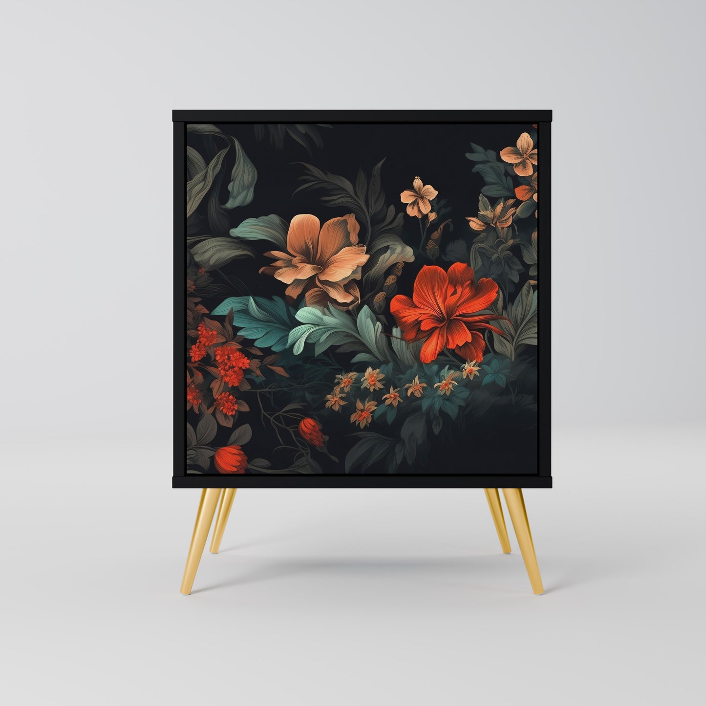 IMAGINARY BLOSSOM 1-Door Sideboard in Black Finish