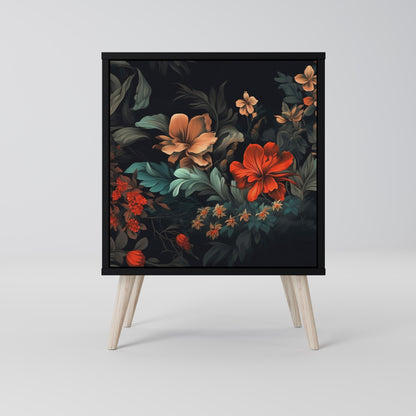 IMAGINARY BLOSSOM 1-Door Sideboard in Black Finish