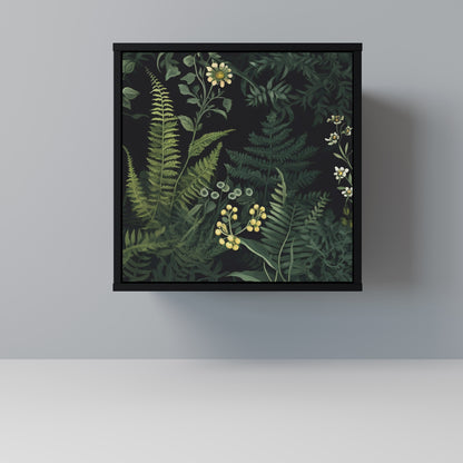 FERN FLOWERS 1-Door Sideboard in Black Finish