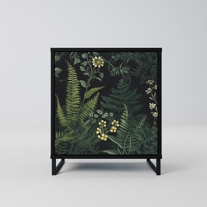 FERN FLOWERS 1-Door Sideboard in Black Finish