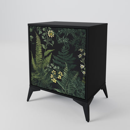 FERN FLOWERS 1-Door Sideboard in Black Finish