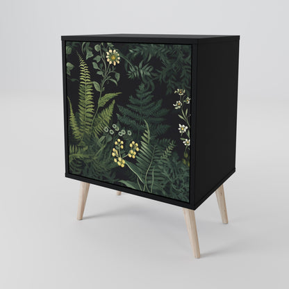 FERN FLOWERS 1-Door Sideboard in Black Finish