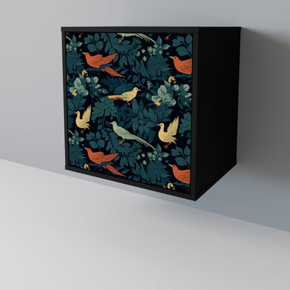 FOWL ORNAMENT 1-Door Sideboard in Black Finish