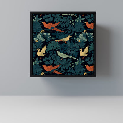 FOWL ORNAMENT 1-Door Sideboard in Black Finish