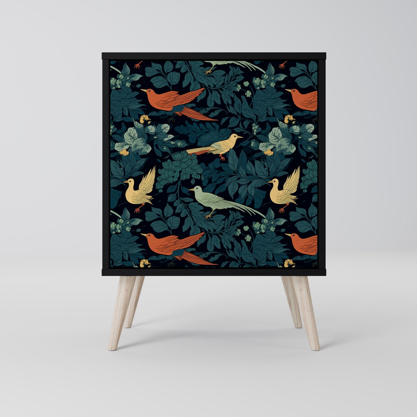 FOWL ORNAMENT 1-Door Sideboard in Black Finish