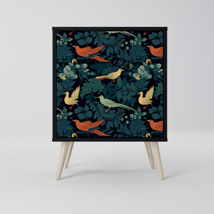 FOWL ORNAMENT 1-Door Sideboard in Black Finish