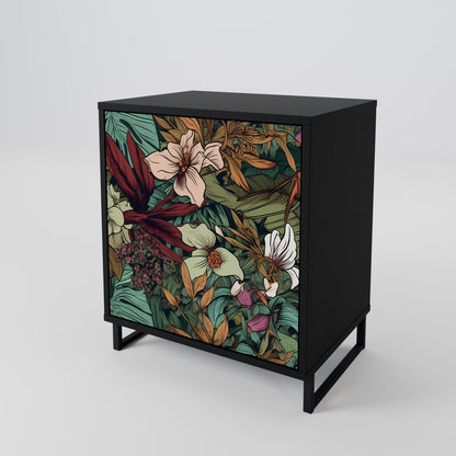 BOTANICAL EMERGENCE 1-Door Sideboard in Black Finish