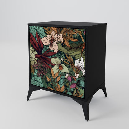 BOTANICAL EMERGENCE 1-Door Sideboard in Black Finish